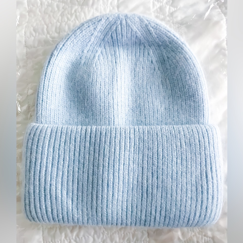 Pissenlit Softest Angora Beanie in Light Blue